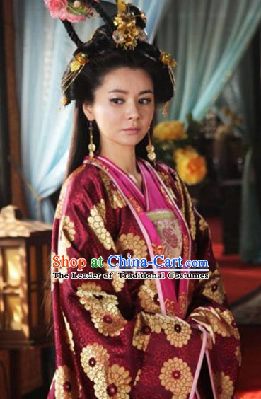 Chinese Ancient Five Dynasties and Ten Kingdoms Queen Zhang Lihua Embroidered Replica Costume for Women