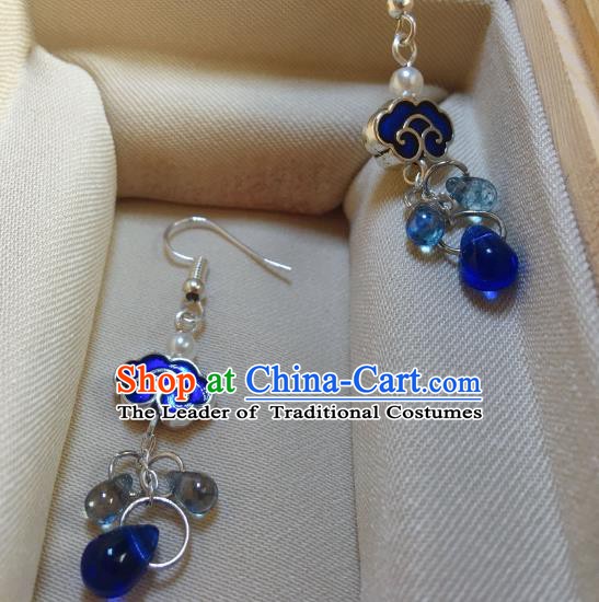 Traditional Chinese Ancient Jewelry Accessories Blueing Auspicious Clouds Earrings Eardrop for Women