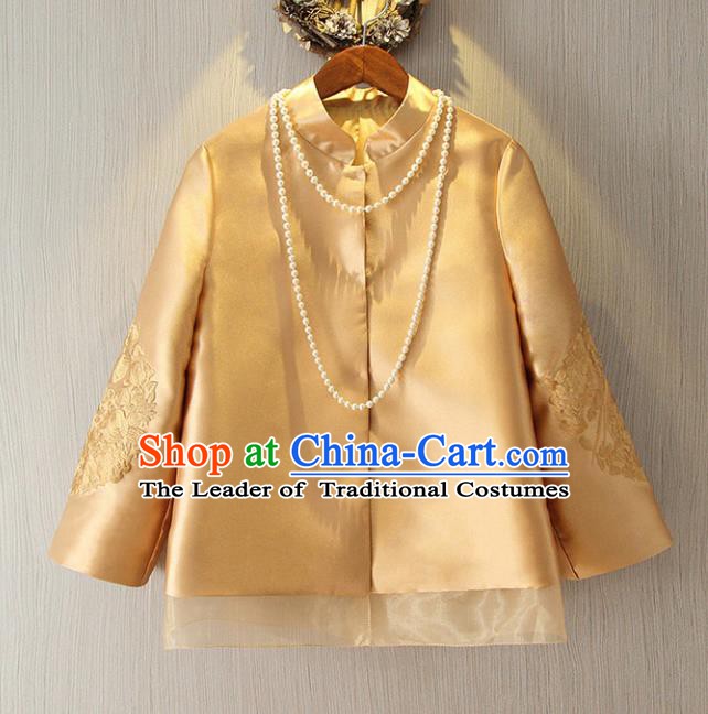 Chinese Traditional National Cheongsam Coat Tangsuit Stand Collar Embroidered Jacket for Women