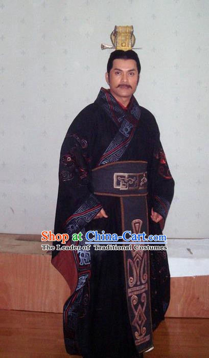 Chinese Ancient Han Dynasty Emperor Gaozu Liu Bang Replica Costume Embroidered Imperial Robe for Men