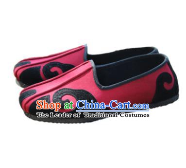 Chinese Traditional Handmade Tai Chi Red Cloth Shoes Martial Arts Shoes Kung Fu Shoes for Men