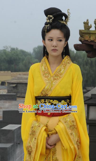 Traditional Chinese Warring States Period Imperial Concubine Xi Shi Hanfu Dress Embroidered Replica Costume for Women