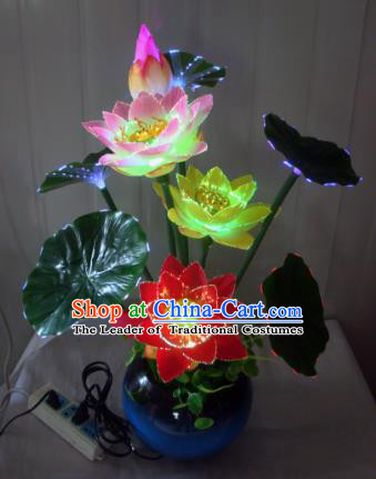 Traditional Handmade Chinese Lotus Lanterns Electric LED Lights Lamps Desk Lamp Decoration