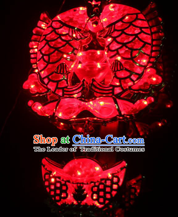 Traditional Handmade Chinese Lanterns Spring Festival Double Fishes Electric LED Lights Lamps Hanging Lamp Decoration