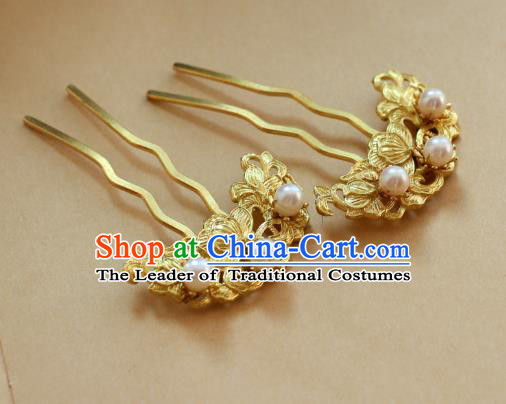 Traditional Chinese Ancient Pearls Hairpin Classical Hair Accessories Handmade Hairpins for Women