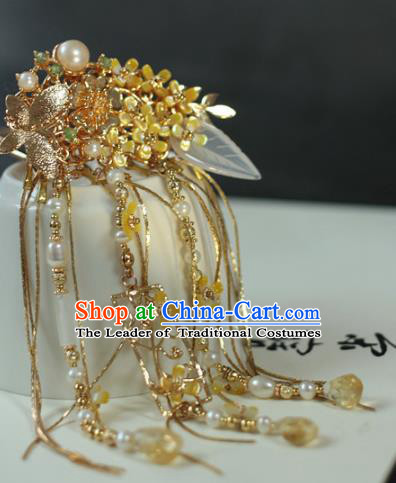 Traditional Chinese Ancient Long Tassel Hair Claws Classical Hair Accessories Handmade Hairpins for Women