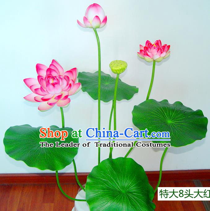 Traditional Handmade Chinese Red Lotus Bonsai Decoration Buddhist Temple Decoration