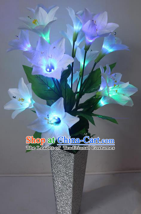 Traditional Handmade Chinese Lily Flowers Lanterns Electric LED Lights Lamps Desk Lamp Decoration