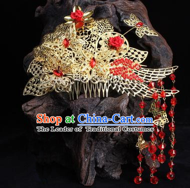 Chinese Ancient Wedding Hair Accessories Xiuhe Suit Phoenix Coronet Traditional Palace Lady Headwear for Women