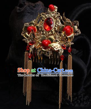 Chinese Ancient Wedding Hair Accessories Xiuhe Suit Phoenix Coronet Traditional Bride Headwear for Women