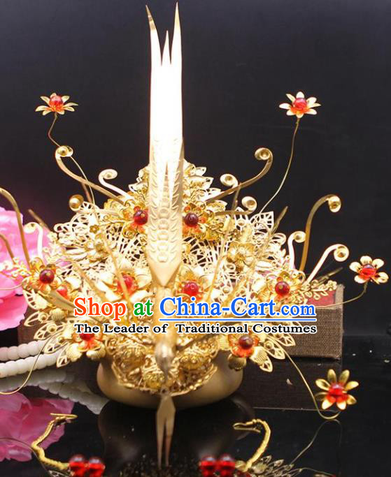 Chinese Ancient Hair Accessories Hanfu Hairpins Phoenix Coronet Traditional Queen Headwear for Women