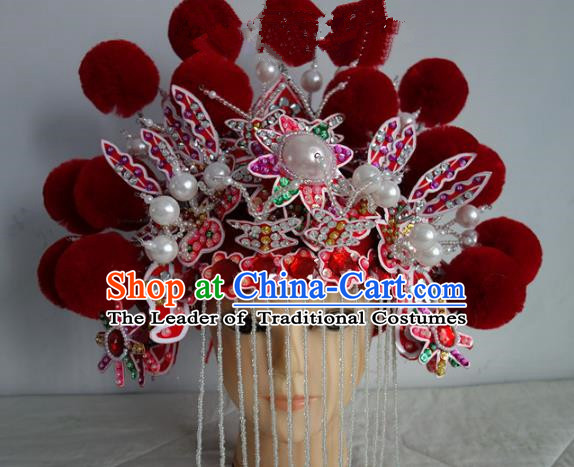 Chinese Traditional Phoenix Coronet Hair Accessories Classical Dance Beijing Opera Actress Headwear for Women