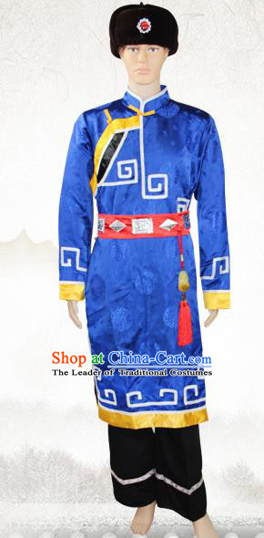 Traditional Chinese Mongol National Minority Costumes, Mongolian Ethnic Minority Embroidery Clothing for Men