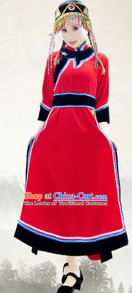 Traditional Chinese Oroqen Nationality Dance Costume, China Olunchun Ethnic Minority Clothing and Headdress for Women