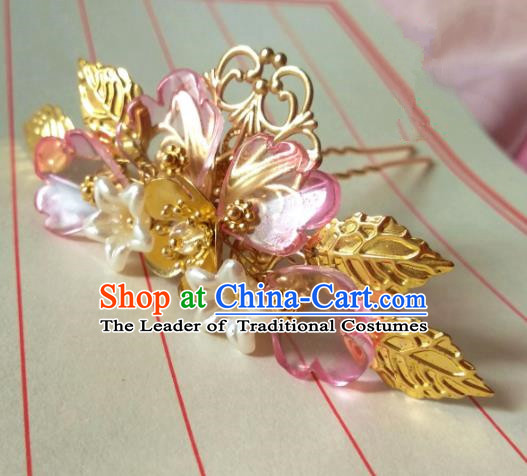 Chinese Traditional Ancient Hair Accessories Classical Hairpins Hanfu Brass Hair Stick Headwear for Women