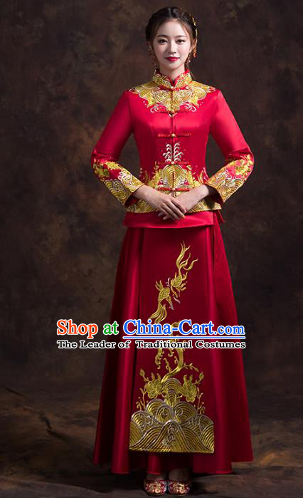 Chinese Traditional Xiuhe Suits Bride Toast Clothing Ancient Embroidery Bottom Drawer Wedding Costumes for Women