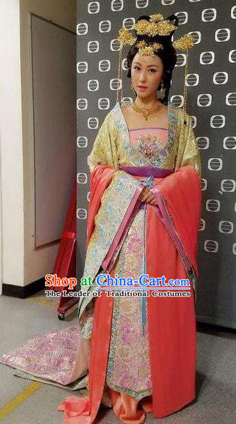 Chinese Tang Dynasty Infanta Hanfu Dress Ancient Nobility Lady Embroidered Costumes for Women