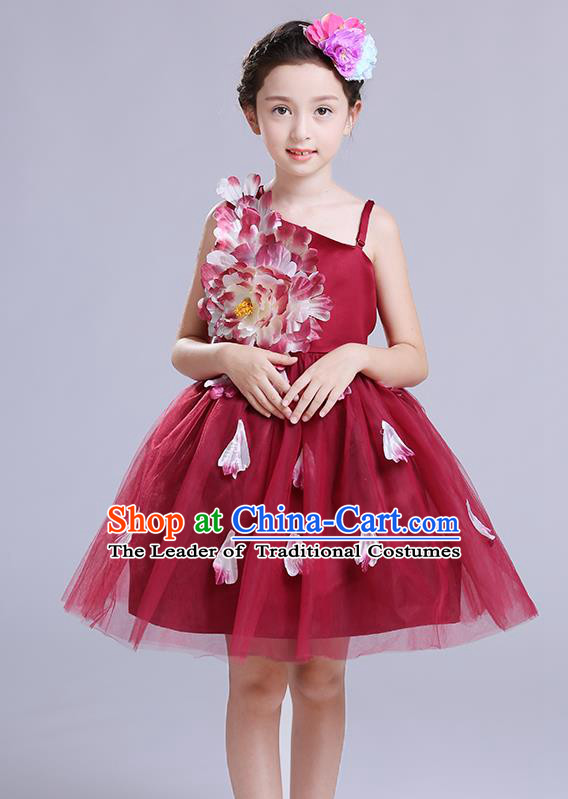 Top Grade Chorus Stage Performance Costumes Children Modern Dance Clothing Compere Veil Bubble Dress for Kids