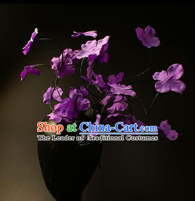 Top Grade Catwalks Hair Accessories Halloween Purple Flowers Hair Clasp Stage Performance Modern Fancywork Headwear