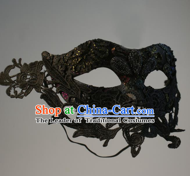 Halloween Exaggerated Black Lace Face Mask Fancy Ball Props Stage Performance Accessories Christmas Mysterious Masks