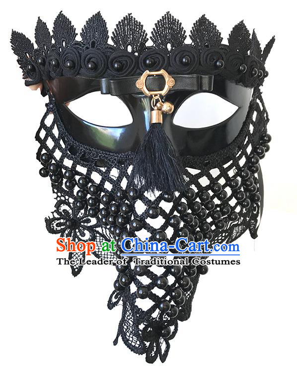 Halloween Catwalks Venice Face Mask Fancy Ball Black Lace Masks Christmas Exaggerated Feather Masks