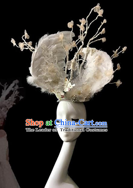 Top Grade Catwalks Feather Wings Hair Accessories Exaggerated Halloween Modern Fancywork Headwear