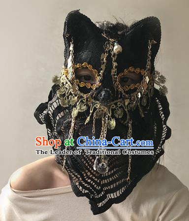 Halloween Venice Exaggerated Black Lace Face Mask Fancy Ball Props Catwalks Accessories Christmas Masks