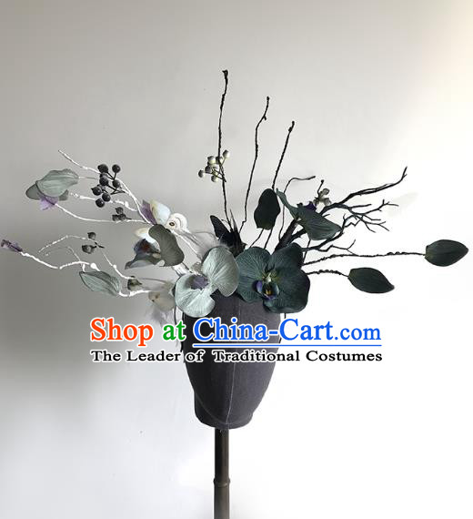 Top Grade Catwalks Hair Accessories Exaggerated Flowers Headdress Halloween Modern Fancywork Headwear