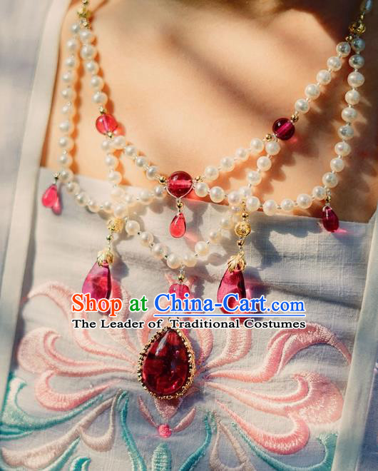 China Ancient Palace Accessories Conophytum Pucillum Pearls Necklace Chinese Traditional Jewelry Hanfu Necklet for Women