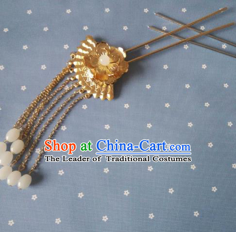 China Ancient Hair Accessories Hanfu Princess Golden Tassel Hair Clips Chinese Classical Hairpins for Women