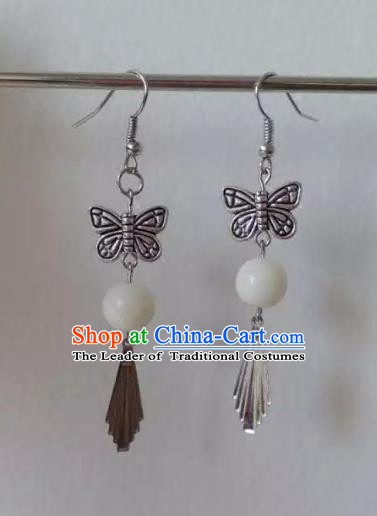 China Ancient Palace Accessories Earrings Chinese Traditional Jewelry Hanfu Butterfly Eardrop for Women