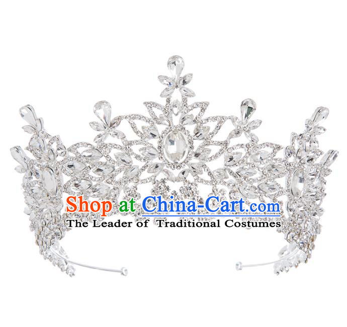 Baroque Bride Hair Accessories Classical Royal Crown Crystal Imperial Crown Headwear for Women