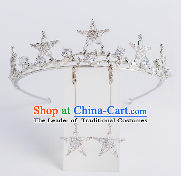 Baroque Bride Hair Accessories Classical Zircon Stars Royal Crown Princess Imperial Crown Headwear for Women