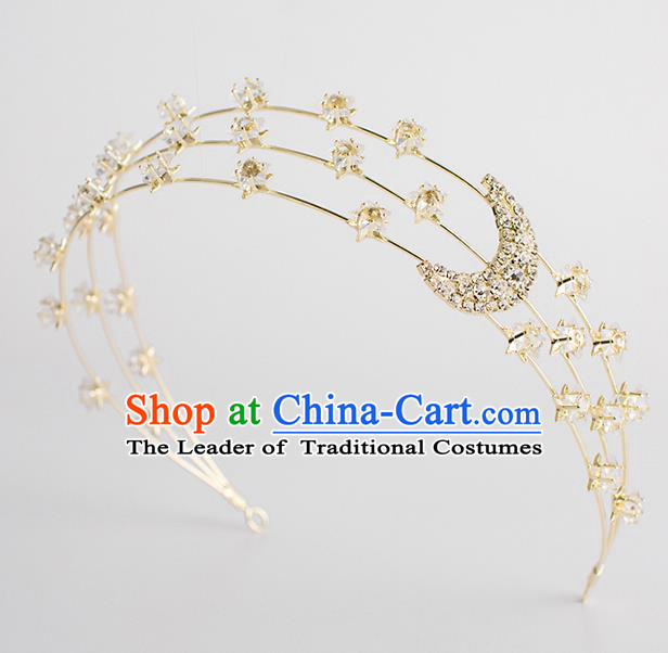 Classical Bride Hair Accessories Wedding Crystal Moon Hair Clasp Headband Headwear for Women