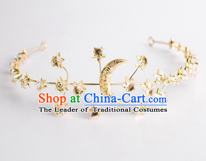 Classical Bride Hair Accessories Wedding Golden Moon Hair Clasp Headwear for Women