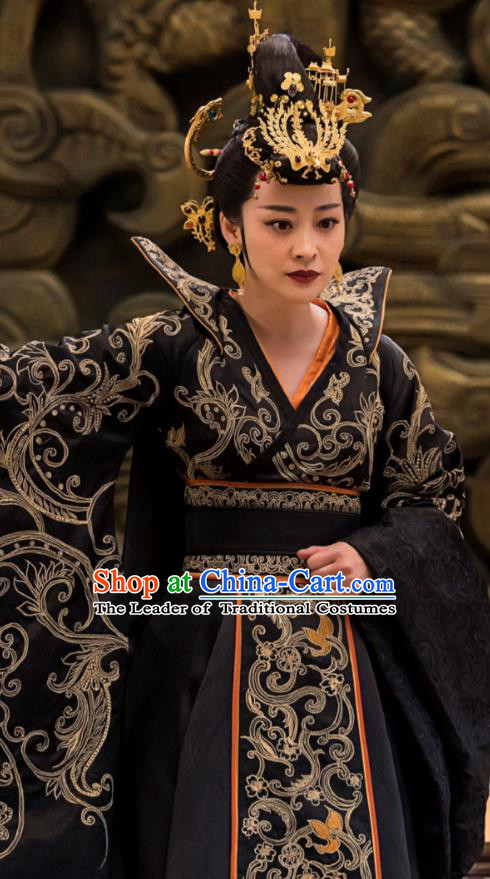 Chinese Ancient Imperial Empress Hanfu Dress Television Drama Nirvana in Fire Queen Xun Embroidered Replica Costume for Women