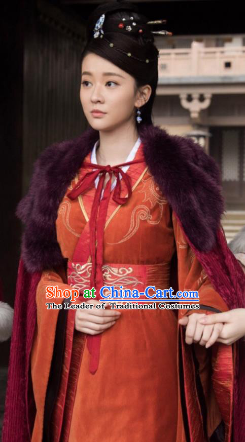 Chinese Ancient Nobility Lady Hanfu Dress Television Drama Nirvana in Fire Princess Consort Embroidered Replica Costume for Women