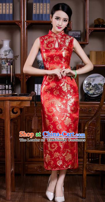 Chinese Traditional Costume Graceful Ombre Flowers Cheongsam China Tang Suit Brocade Qipao Dress for Women