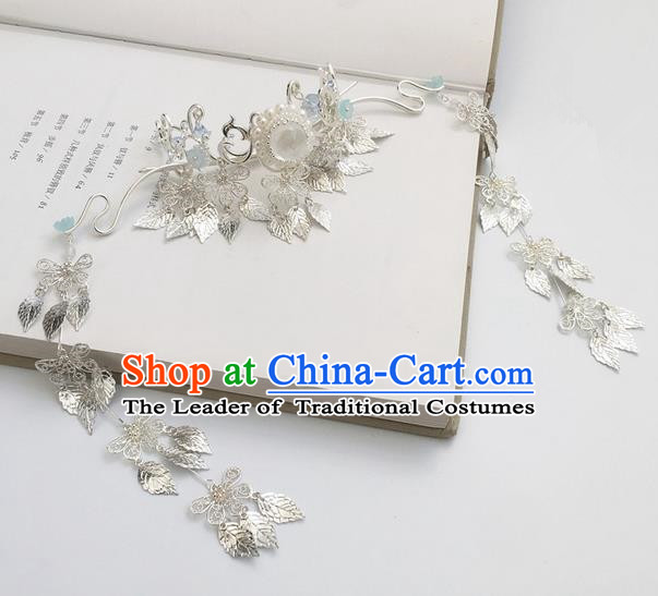 Traditional Handmade Chinese Ancient Hairdo Crown Classical Hair Accessories Tassel Hairpins for Women