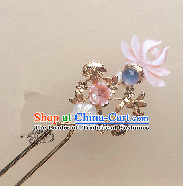 Traditional Handmade Chinese Ancient Classical Hair Accessories Pink Lotus Hair Clip Hairpins for Women