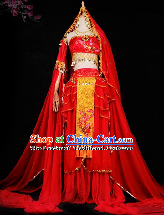 Chinese Ancient Young Lady Swordswoman Wedding Costume Cosplay Princess Red Dress Hanfu Clothing for Women