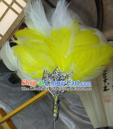 Chinese Traditional Handmade Feather Fans Military Counsellor Fans for Men