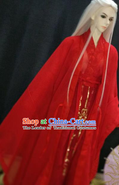 Chinese Ancient Nobility Childe Red Costume Cosplay Swordsman Royal Highness Clothing for Men