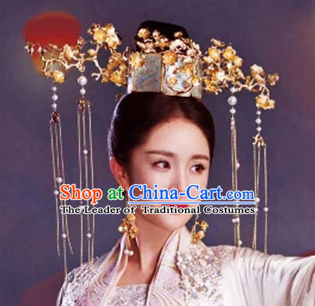 Chinese Traditional Handmade Hair Accessories Queen Phoenix Coronet Ancient Hairpins Complete Set for Women