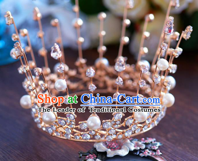Baroque Style Hair Jewelry Accessories Bride Royal Crown Princess Round Imperial Crown Hair Clasp for Women