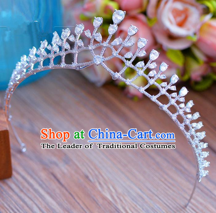 Top Grade Handmade Baroque Princess Zircon Royal Crown Crystal Hair Imperial Crown for Women