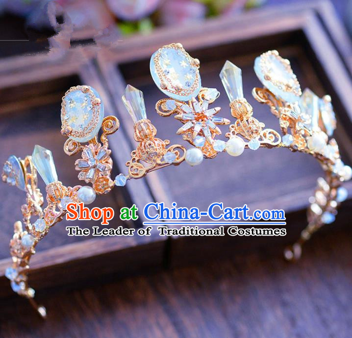 Handmade Hair Jewelry Accessories Baroque Royal Crown Crystal Imperial Crown for Women