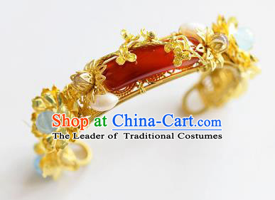 Top Grade Handmade Jewelry Accessories Chinese Ancient Bride Agate Bracelet Hanfu Bangle for Women