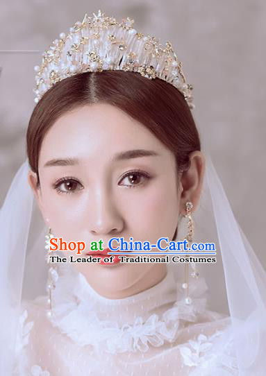 Baroque Style Hair Jewelry Accessories Bride Crystal Beads Royal Crown Princess Imperial Crown for Women