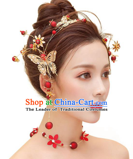 Top Grade Handmade Jewelry Accessories Chinese Ancient Bride Butterfly Hair Clasp for Women